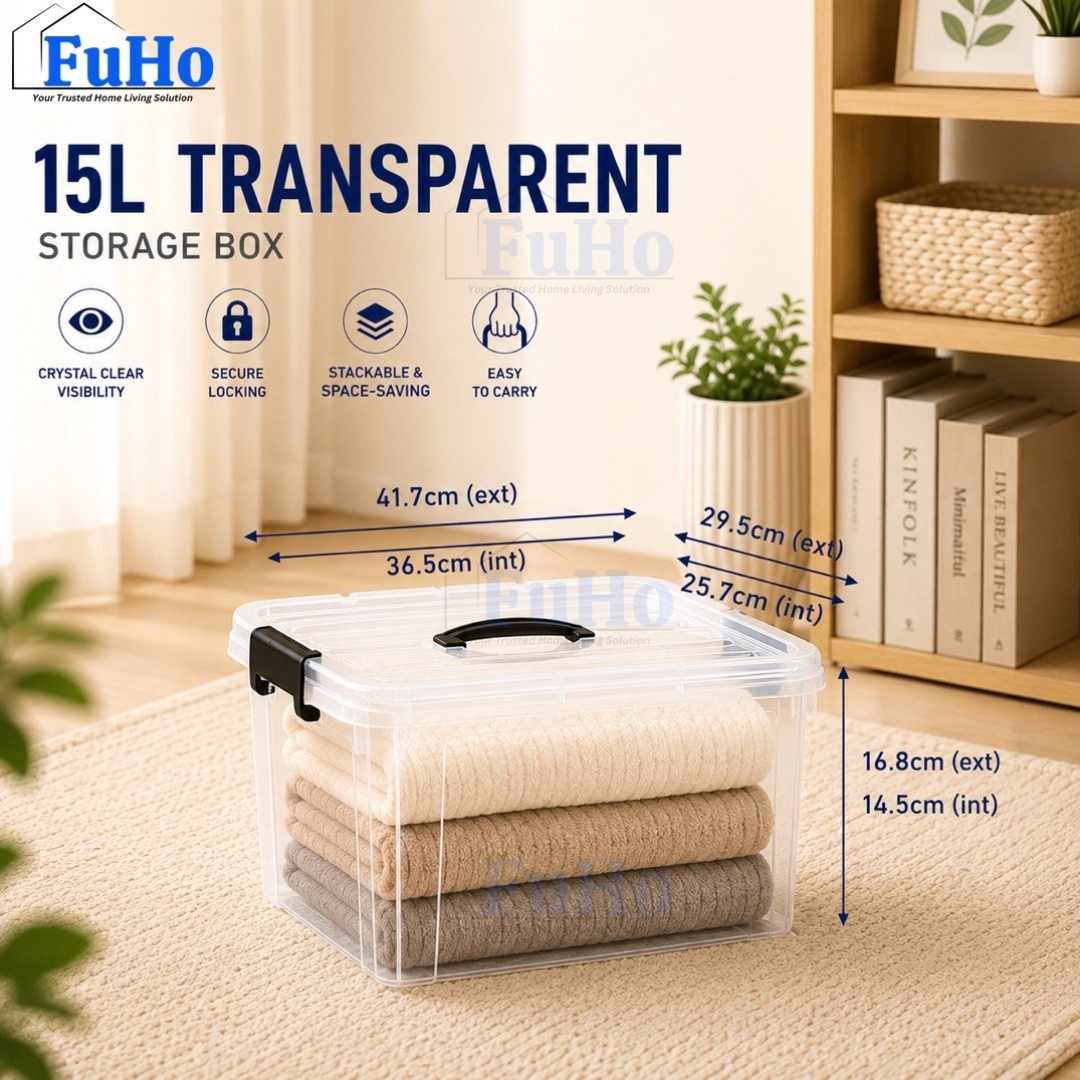 π₯(LOWEST PRICE) Fuho Transparent Storage Box | Plastic Container | Stackable Box (HL001)