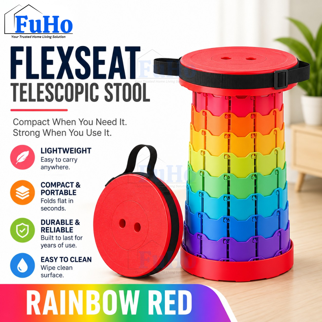 Fuho Telescopic Folding Stool, Portable & Height-Adjustable