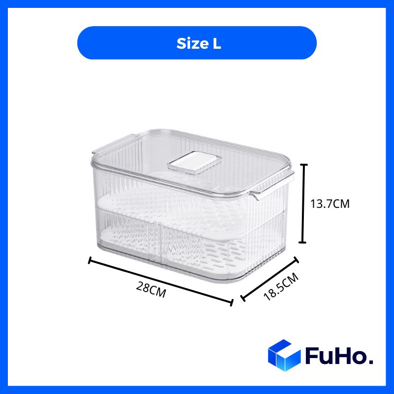🇸🇬READY STOCK🇸🇬 FuHo Fruit and Vegetable Drain Box | Drainage Box | Fridge Organiser | Food Drainage | Sink (KIT0027)