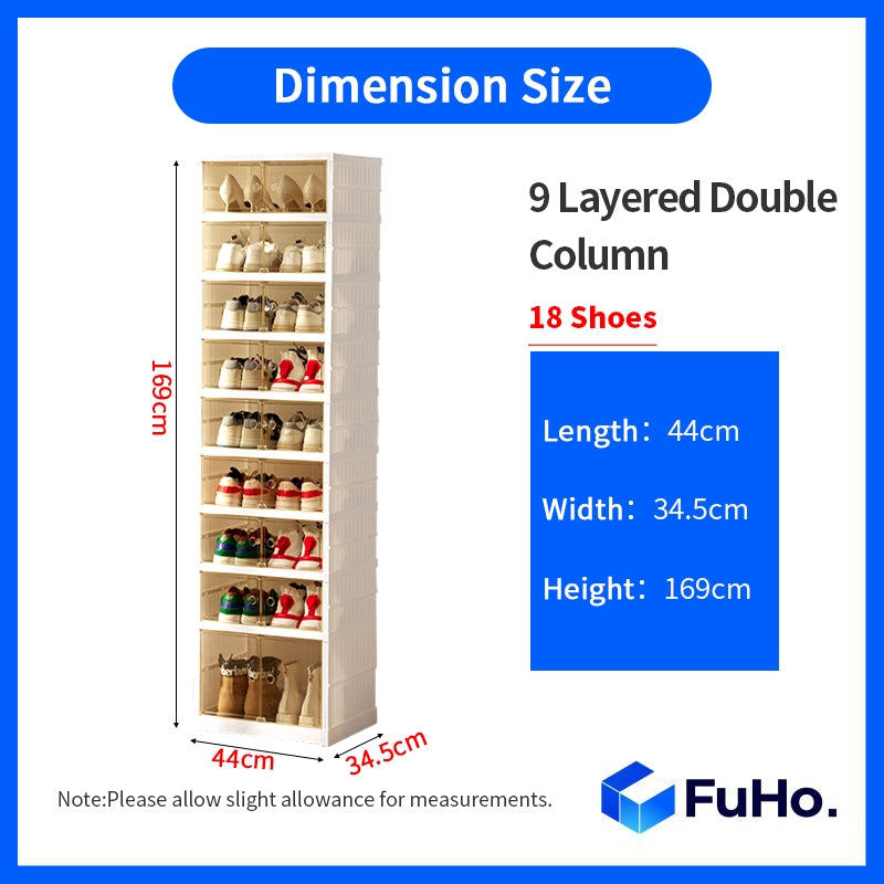🇸🇬READY STOCK🇸🇬 FuHo Collapsible Shoe Shelves | 3/6/9 Levels | Single/Double Columns | Cabinet | Shoe Racks (HL0050)