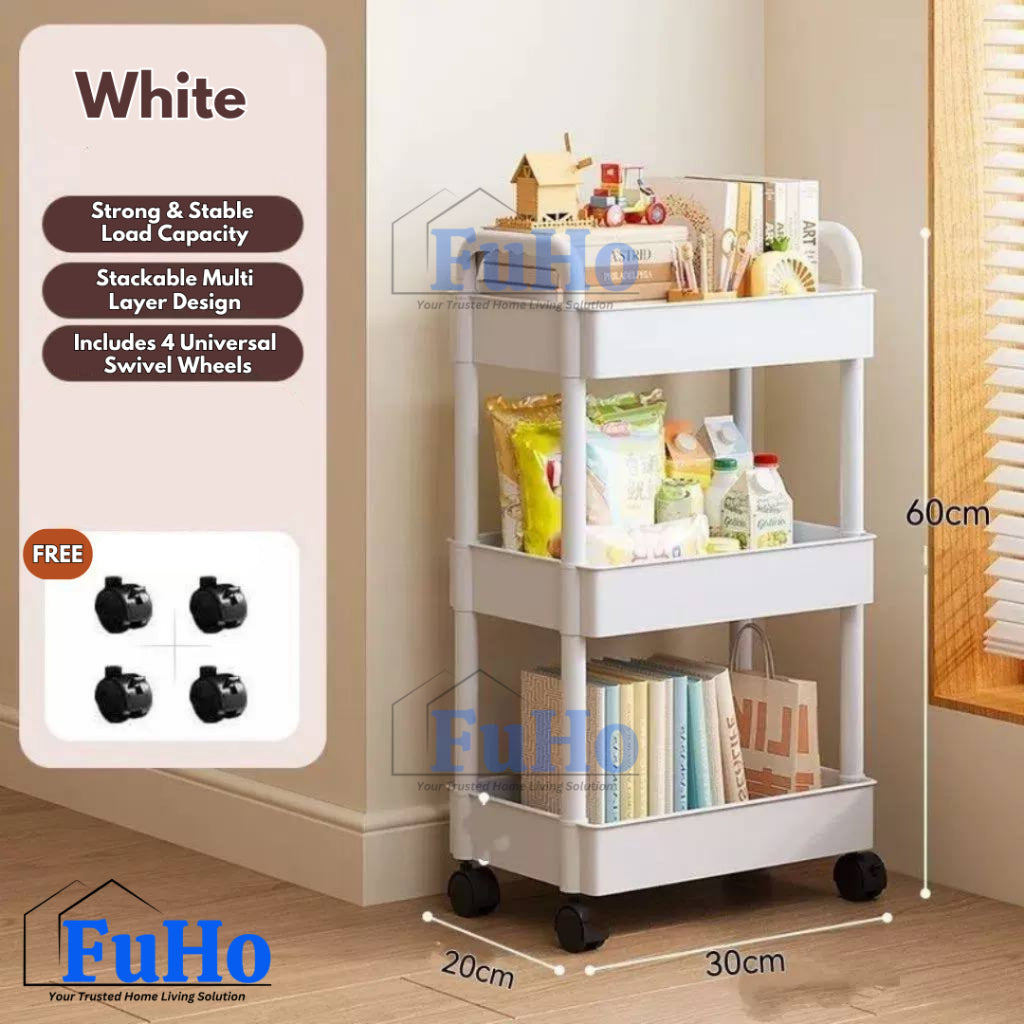 🇸🇬READY STOCK🇸🇬 FuHo x Sando 3 Tier Moveable Storage Trolley | Organiser Box | Container | Drawer | Wardrobe | HL0325