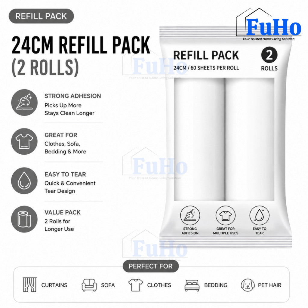 Fuho ProClean™ 24CM Wide Linen Sticky Roller | Lint Roller | Dust Roller | Cloth Linen | Clothes Linen | (HL0336)