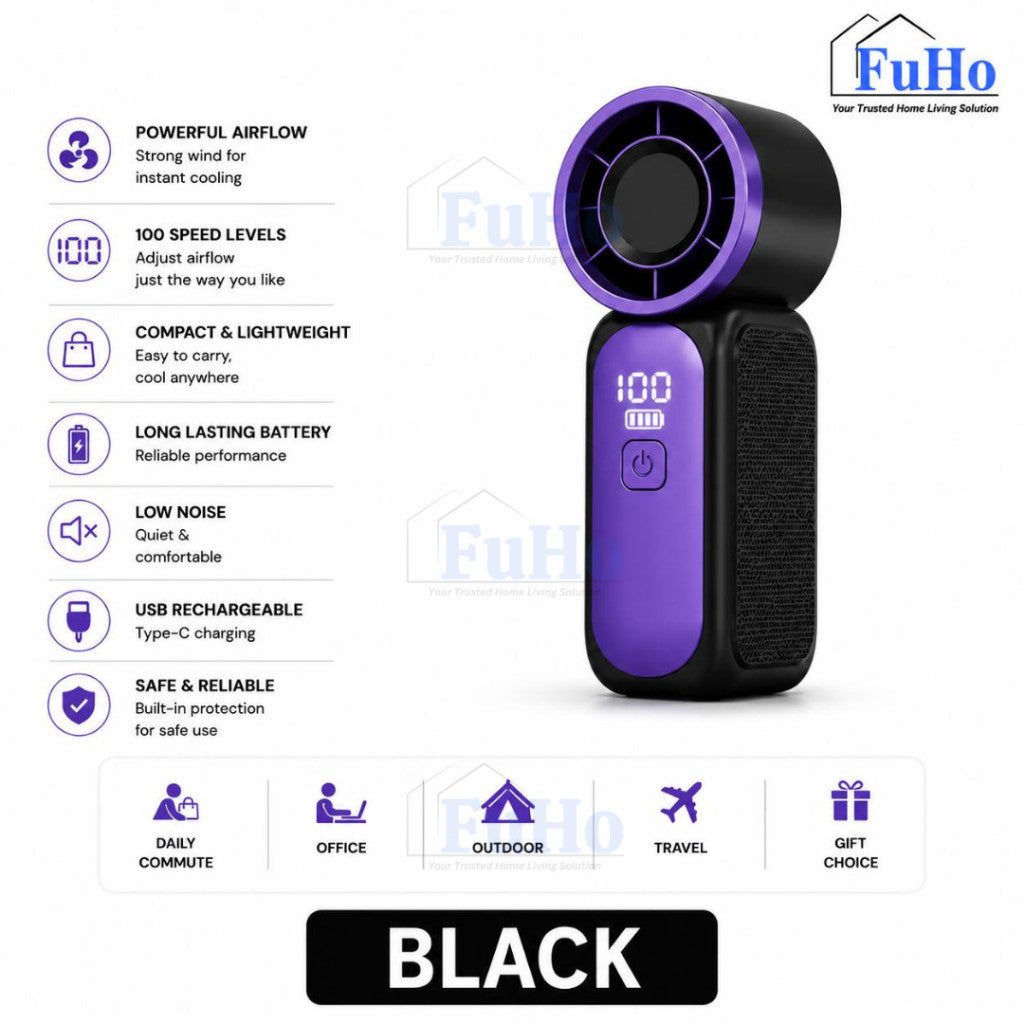 Fuho AeroProβ’ Turbo Portable Fan | Turbo Fan | Portable Fan | Portable Mini Fan | Handheld Fan | Travel Fan | (HL0334)