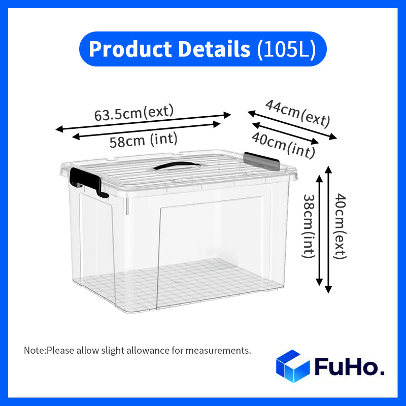 🔥(LOWEST PRICE) Fuho Transparent Storage Box | Plastic Container | Stackable Box (HL001)