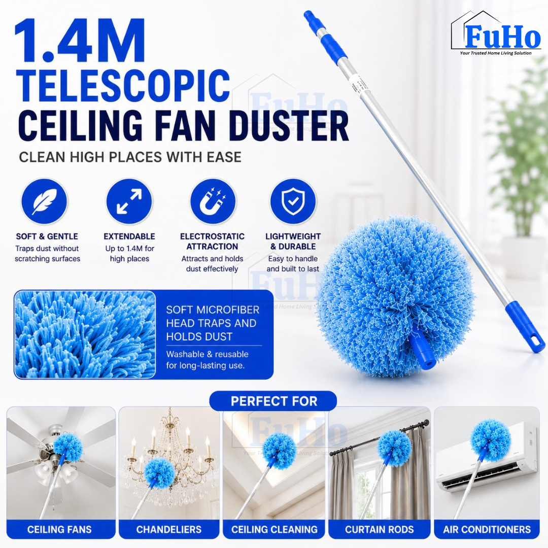 🇸🇬READY STOCK🇸🇬 FuHo Ceiling Fan Duster | Feather Duster | Adjustable Duster | Washable Duster | Telescopic (HL0226)
