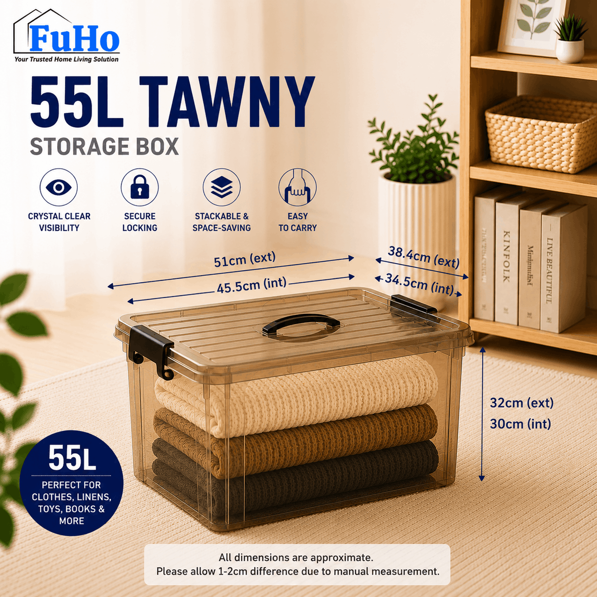 🔥(LOWEST PRICE) Fuho Transparent Storage Box | Plastic Container | Stackable Box (HL001)
