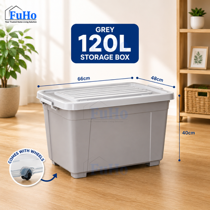 Fuho Transparent Storage Box With Wheel | Plastic Container | Stackable Box | Storage Box (HL0005)