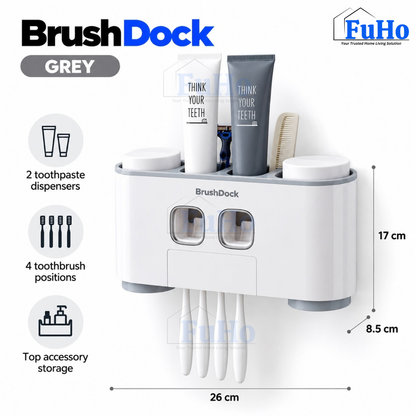 Fuho x Ecoco BrushDock Toothbrush Holder & Toothpaste Dispenser (3 Colours)