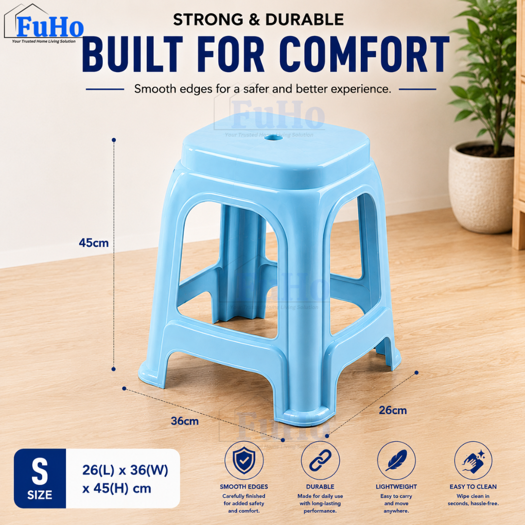 Fuho Red Stackable Stool | Red Plastic Stool | Stackable Chair | Windmill Stool | (HL0341)