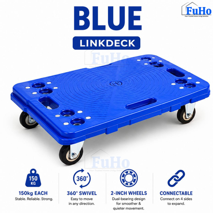 Fuho Industrial Lightweight Flat Trolley (Black, Blue)