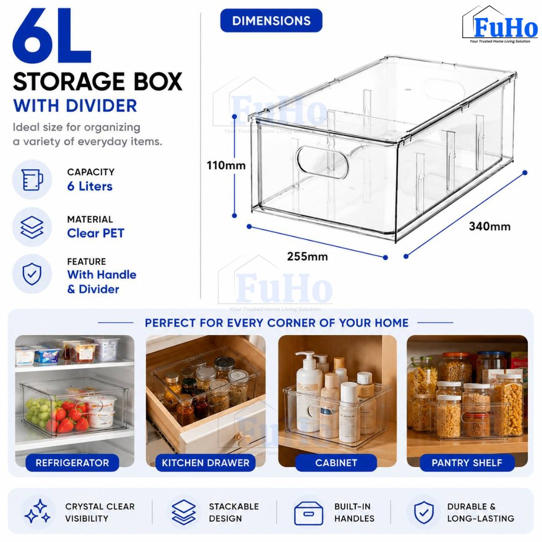 🇸🇬READY STOCK🇸🇬 FuHo Fridge Kitchen Storage Box Organizers | Storage Containers | Beverage | Kitchen Cabinet (KIT0030)