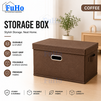 🇸🇬READY STOCK🇸🇬 FuHo Foldable Cotton Linen Storage Box | Storage Box | Collapsible Storage Box | (HL0257)