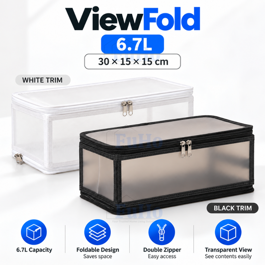 Fuho ViewFold Linen Storage Box with Handles, Foldable (6.7L to 47L)