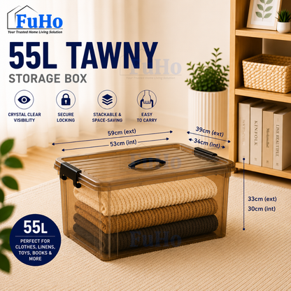 🔥(LOWEST PRICE) Fuho Transparent Storage Box | Plastic Container | Stackable Box (HL001)