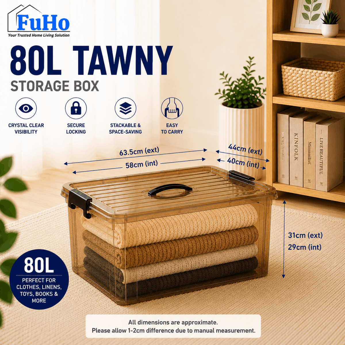 🔥(LOWEST PRICE) Fuho Transparent Storage Box | Plastic Container | Stackable Box (HL001)