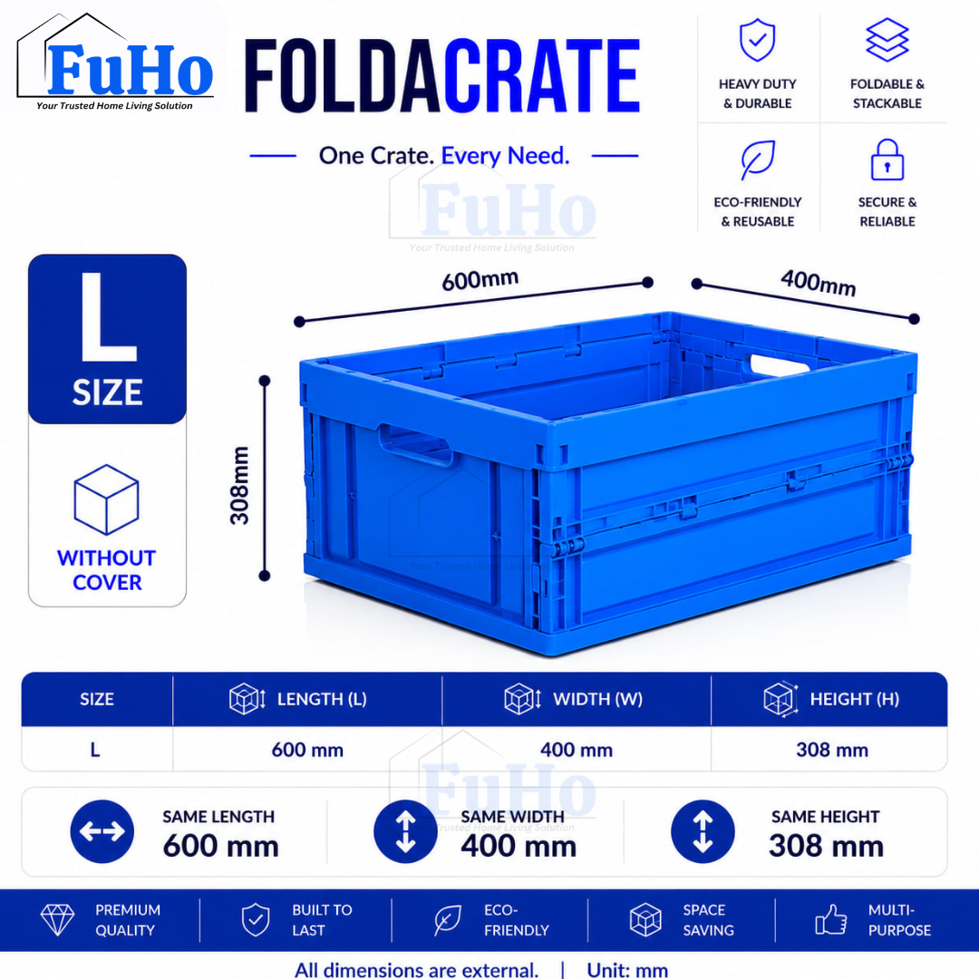 🇸🇬READY STOCK🇸🇬 FuHo Heavy Duty Collapsible Stackable Box | Industrial Box | Warehouse Box | Blue Crate (IND0001)