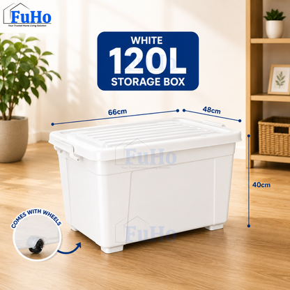 Fuho Transparent Storage Box With Wheel | Plastic Container | Stackable Box | Storage Box (HL0005)