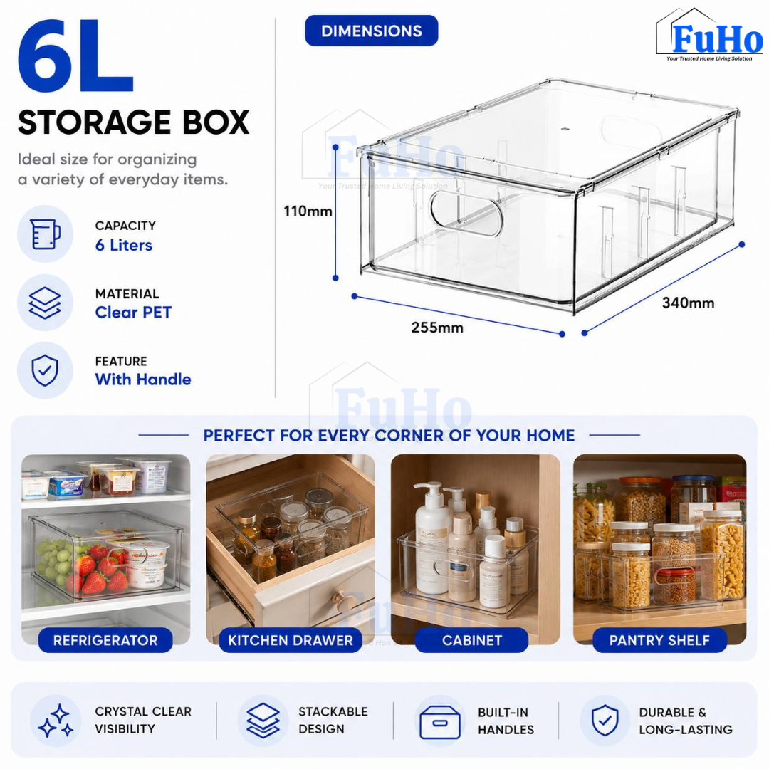 🇸🇬READY STOCK🇸🇬 FuHo Fridge Kitchen Storage Box Organizers | Storage Containers | Beverage | Kitchen Cabinet (KIT0030)