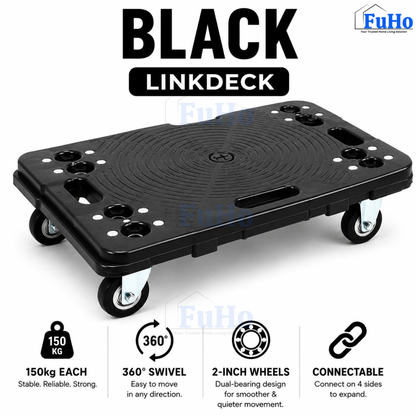 Fuho Industrial Lightweight Flat Trolley (Black, Blue)