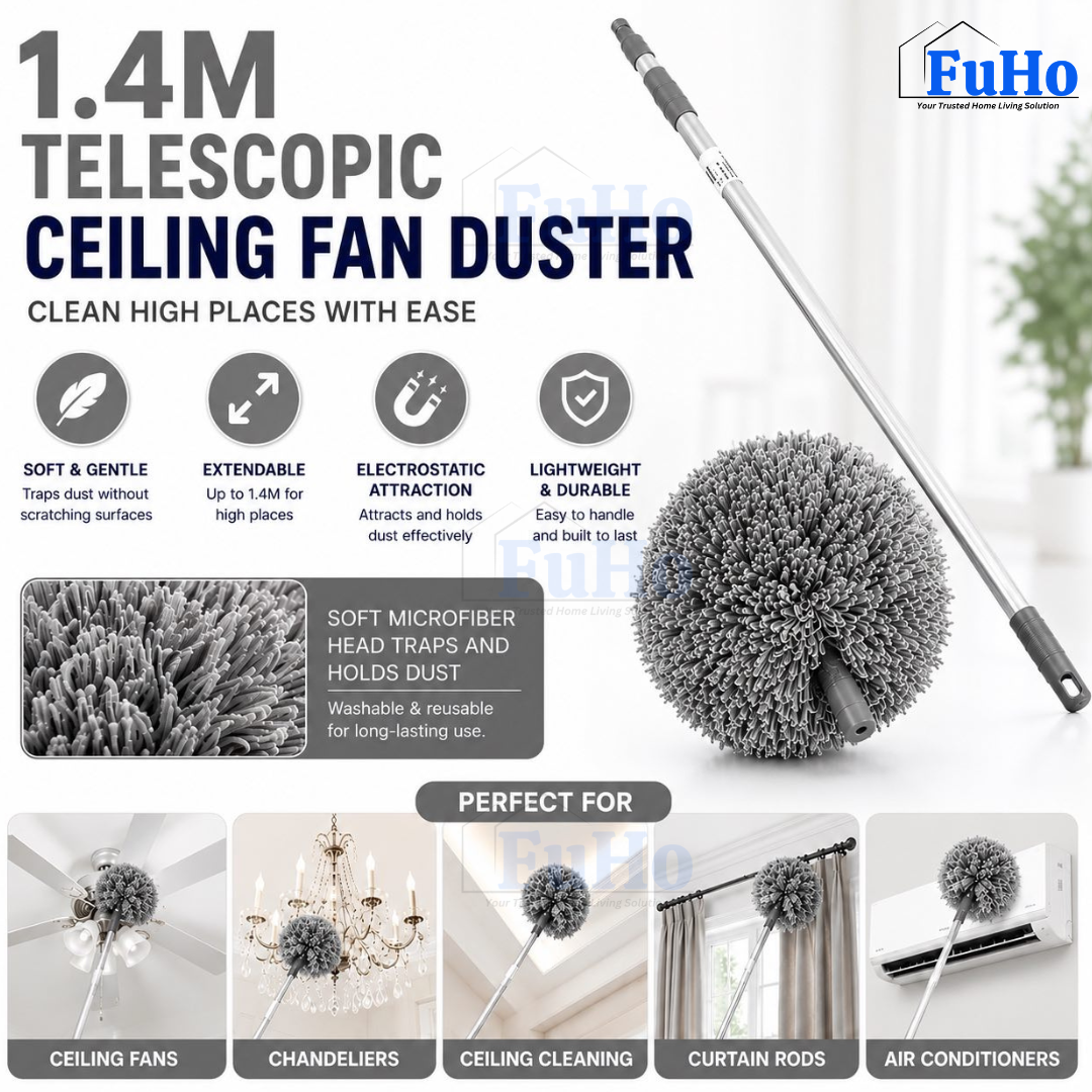 🇸🇬READY STOCK🇸🇬 FuHo Ceiling Fan Duster | Feather Duster | Adjustable Duster | Washable Duster | Telescopic (HL0226)