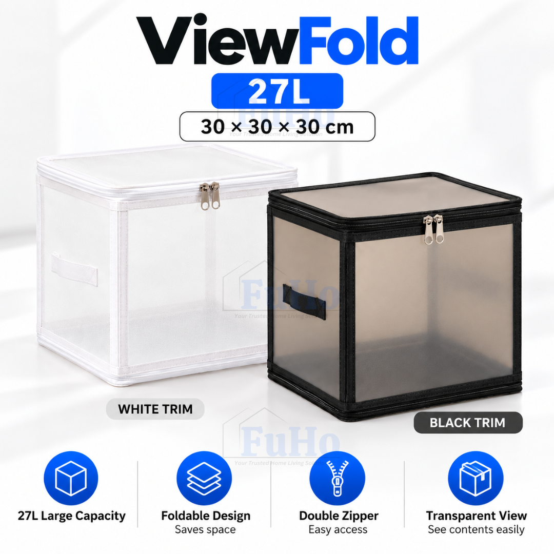 Fuho ViewFold Linen Storage Box with Handles, Foldable (6.7L to 47L)