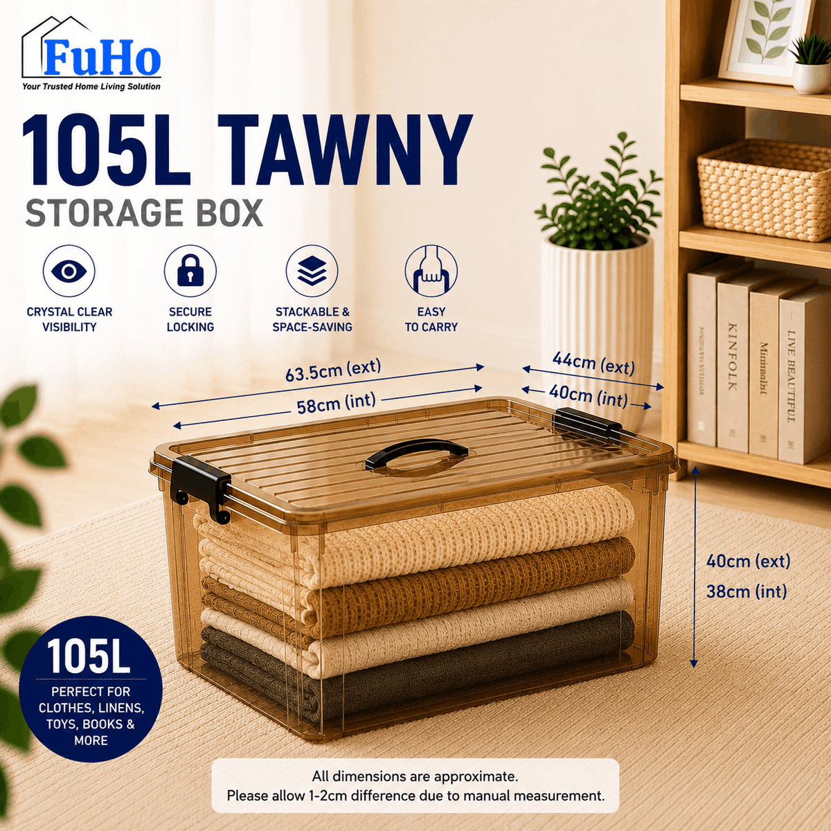 🔥(LOWEST PRICE) Fuho Transparent Storage Box | Plastic Container | Stackable Box (HL001)