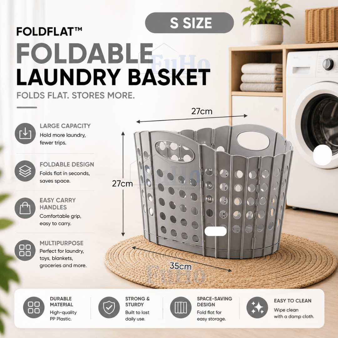 🇸🇬READY STOCK🇸🇬 FuHo Collapsible Laundry Basket || Strong Material Basket || 4 Colors Basket
