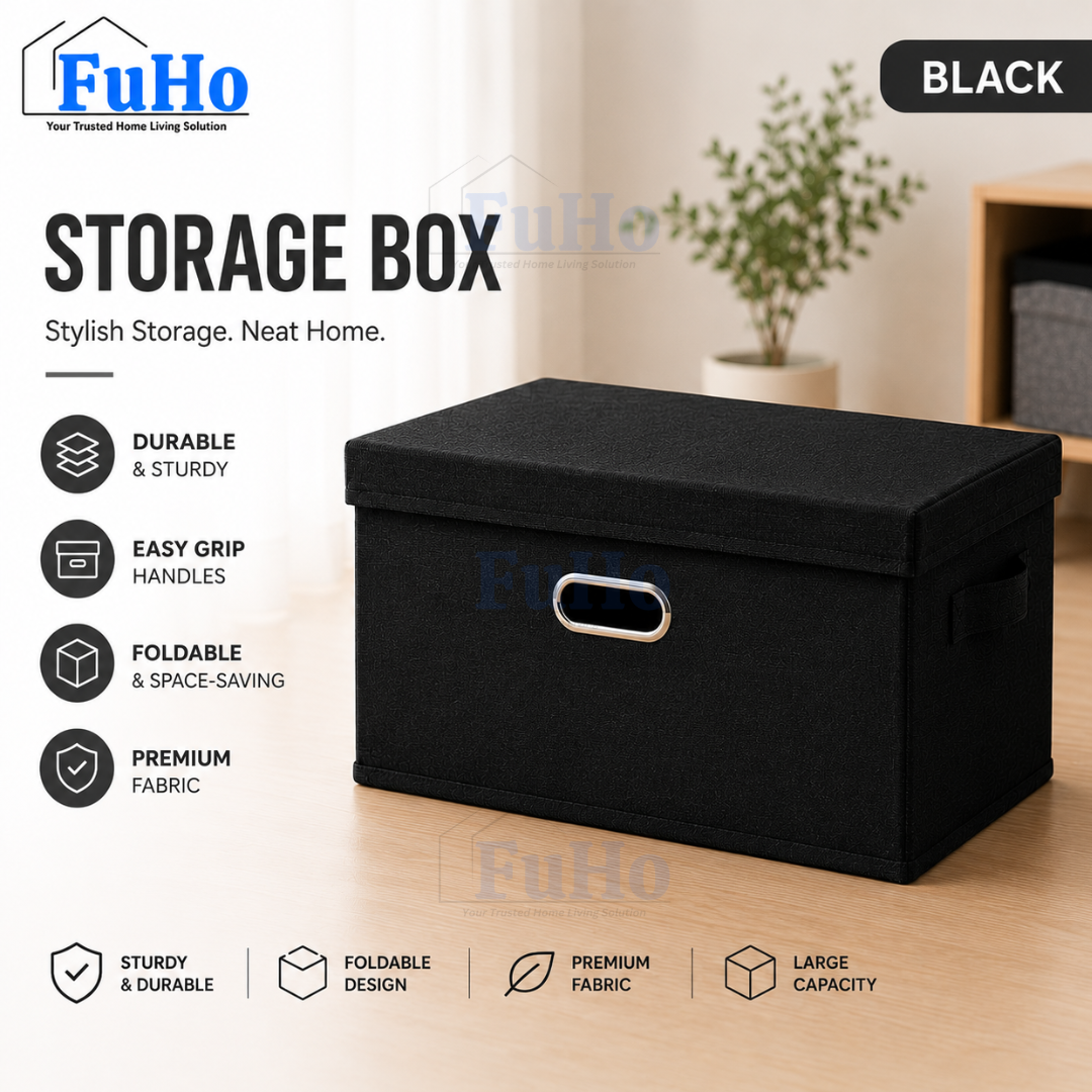 🇸🇬READY STOCK🇸🇬 FuHo Foldable Cotton Linen Storage Box | Storage Box | Collapsible Storage Box | (HL0257)