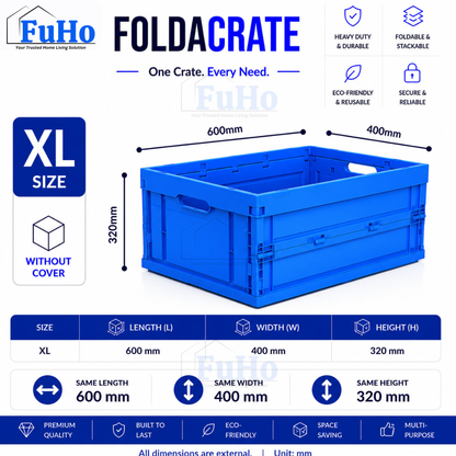 🇸🇬READY STOCK🇸🇬 FuHo Heavy Duty Collapsible Stackable Box | Industrial Box | Warehouse Box | Blue Crate (IND0001)