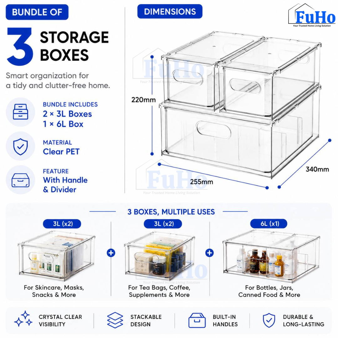 🇸🇬READY STOCK🇸🇬 FuHo Fridge Kitchen Storage Box Organizers | Storage Containers | Beverage | Kitchen Cabinet (KIT0030)
