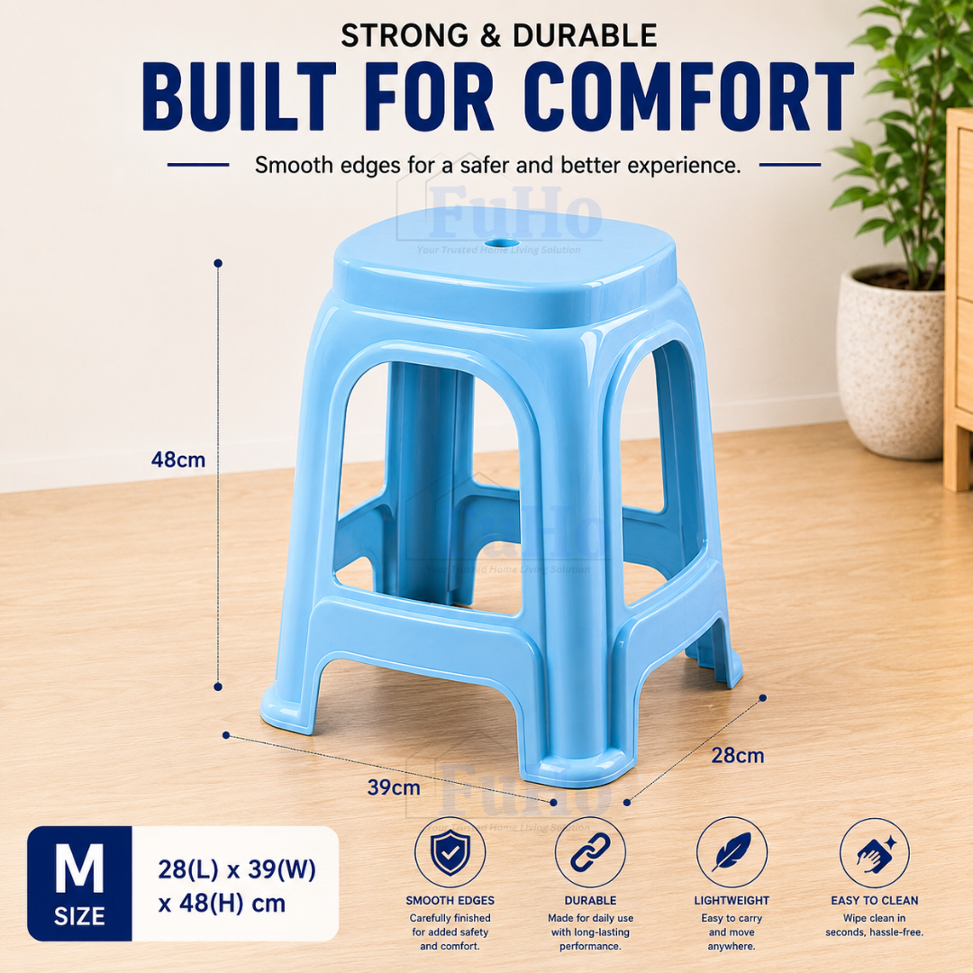 Fuho Red Stackable Stool | Red Plastic Stool | Stackable Chair | Windmill Stool | (HL0341)