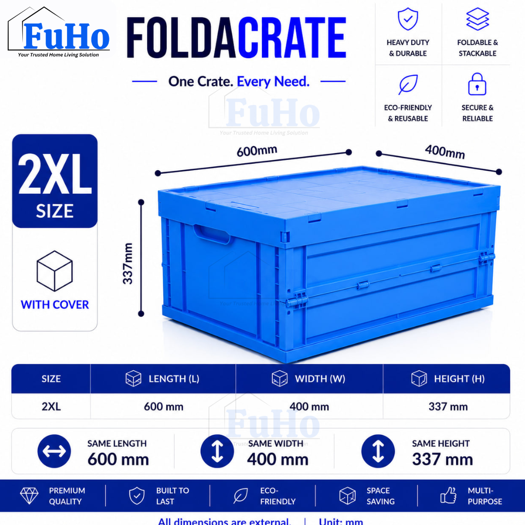 🇸🇬READY STOCK🇸🇬 FuHo Heavy Duty Collapsible Stackable Box | Industrial Box | Warehouse Box | Blue Crate (IND0001)