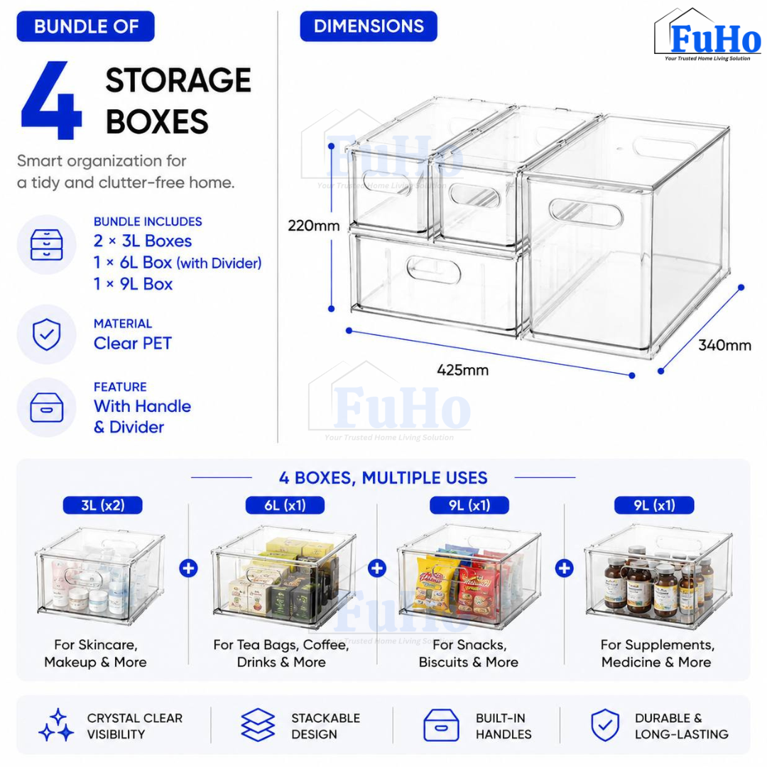 🇸🇬READY STOCK🇸🇬 FuHo Fridge Kitchen Storage Box Organizers | Storage Containers | Beverage | Kitchen Cabinet (KIT0030)