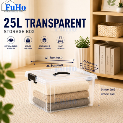 🔥(LOWEST PRICE) Fuho Transparent Storage Box | Plastic Container | Stackable Box (HL001)