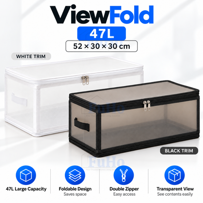 Fuho ViewFold Linen Storage Box with Handles, Foldable (6.7L to 47L)