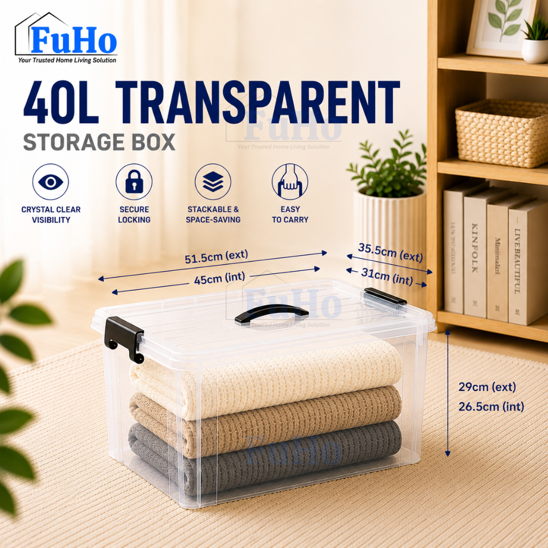 🔥(LOWEST PRICE) Fuho Transparent Storage Box | Plastic Container | Stackable Box (HL001)