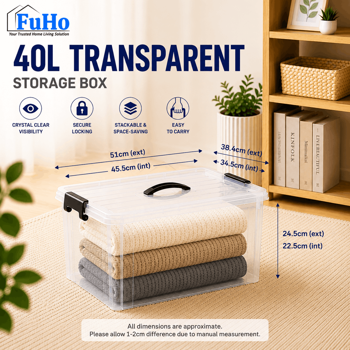 🔥(LOWEST PRICE) Fuho Transparent Storage Box | Plastic Container | Stackable Box (HL001)
