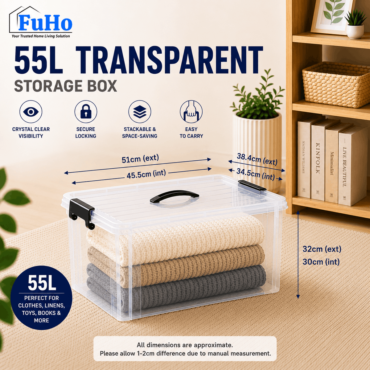 🔥(LOWEST PRICE) Fuho Transparent Storage Box | Plastic Container | Stackable Box (HL001)