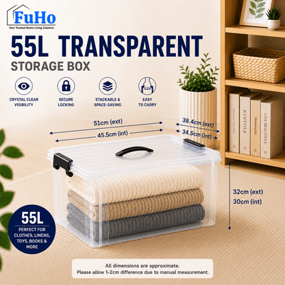 Fuho Stackable Clear Storage Box (0.3L to 105L)