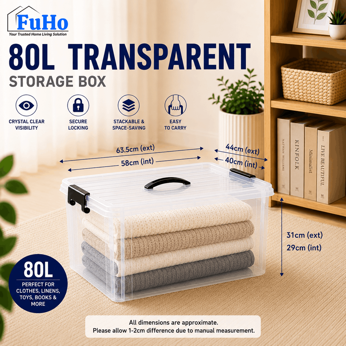 🔥(LOWEST PRICE) Fuho Transparent Storage Box | Plastic Container | Stackable Box (HL001)