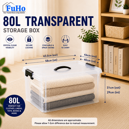 Fuho Stackable Clear Storage Box (0.3L to 105L)