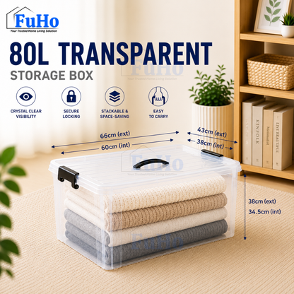 🔥(LOWEST PRICE) Fuho Transparent Storage Box | Plastic Container | Stackable Box (HL001)