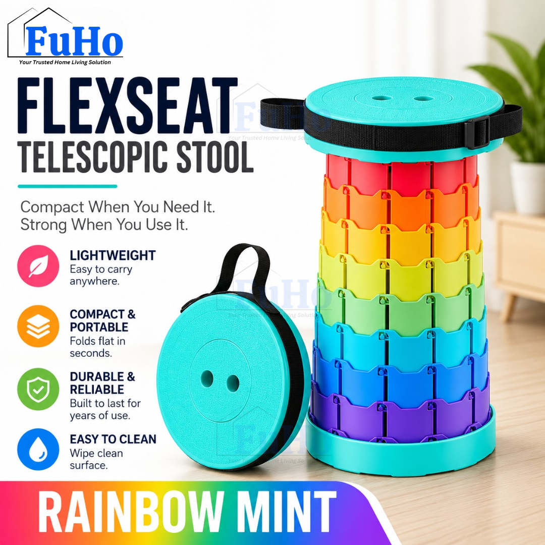 Fuho Telescopic Folding Stool, Portable & Height-Adjustable