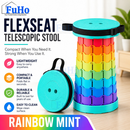 Fuho Telescopic Folding Stool, Portable & Height-Adjustable