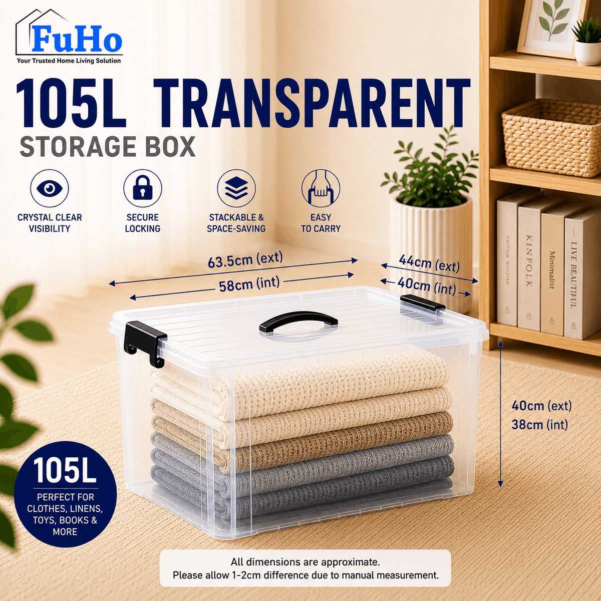 🔥(LOWEST PRICE) Fuho Transparent Storage Box | Plastic Container | Stackable Box (HL001)