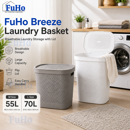 🇸🇬READY STOCK🇸🇬 Fuho Large Capacity Laundry Basket || 55L-70L || Ventilation Basket || Strong material