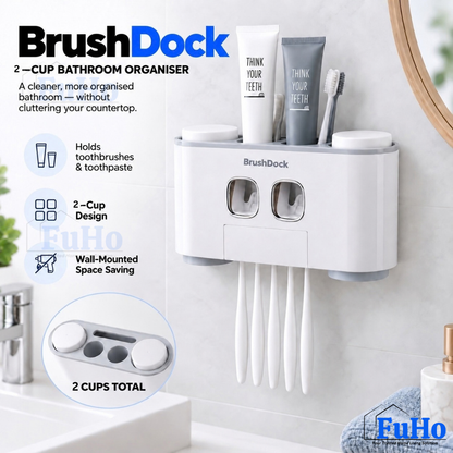 Fuho x Ecoco BrushDock Toothbrush Holder & Toothpaste Dispenser (3 Colours)