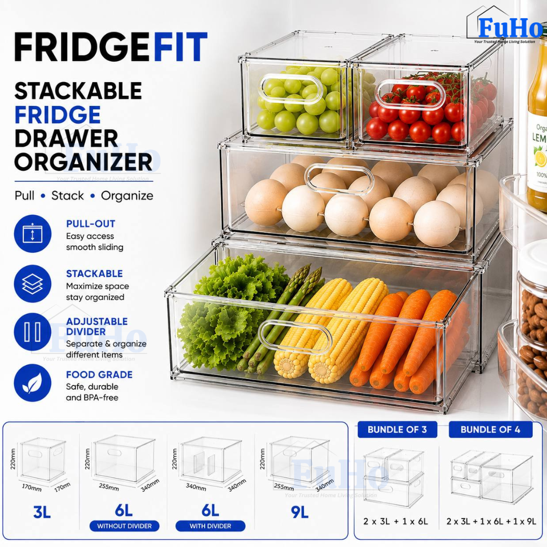🇸🇬READY STOCK🇸🇬 FuHo Fridge Kitchen Storage Box Organizers | Storage Containers | Beverage | Kitchen Cabinet (KIT0030)