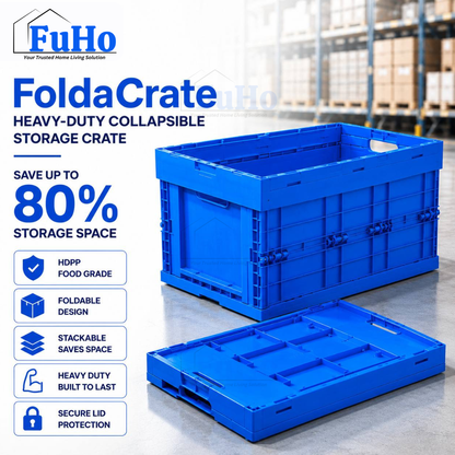 🇸🇬READY STOCK🇸🇬 FuHo Heavy Duty Collapsible Stackable Box | Industrial Box | Warehouse Box | Blue Crate (IND0001)