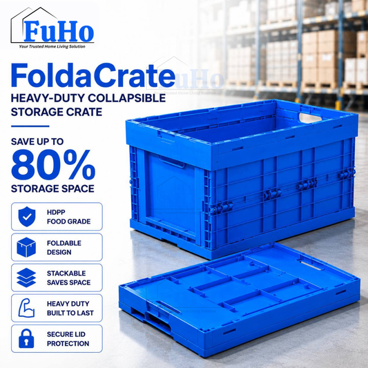 Fuho Heavy Duty Collapsible Stackable Storage Box (60 x 40cm)